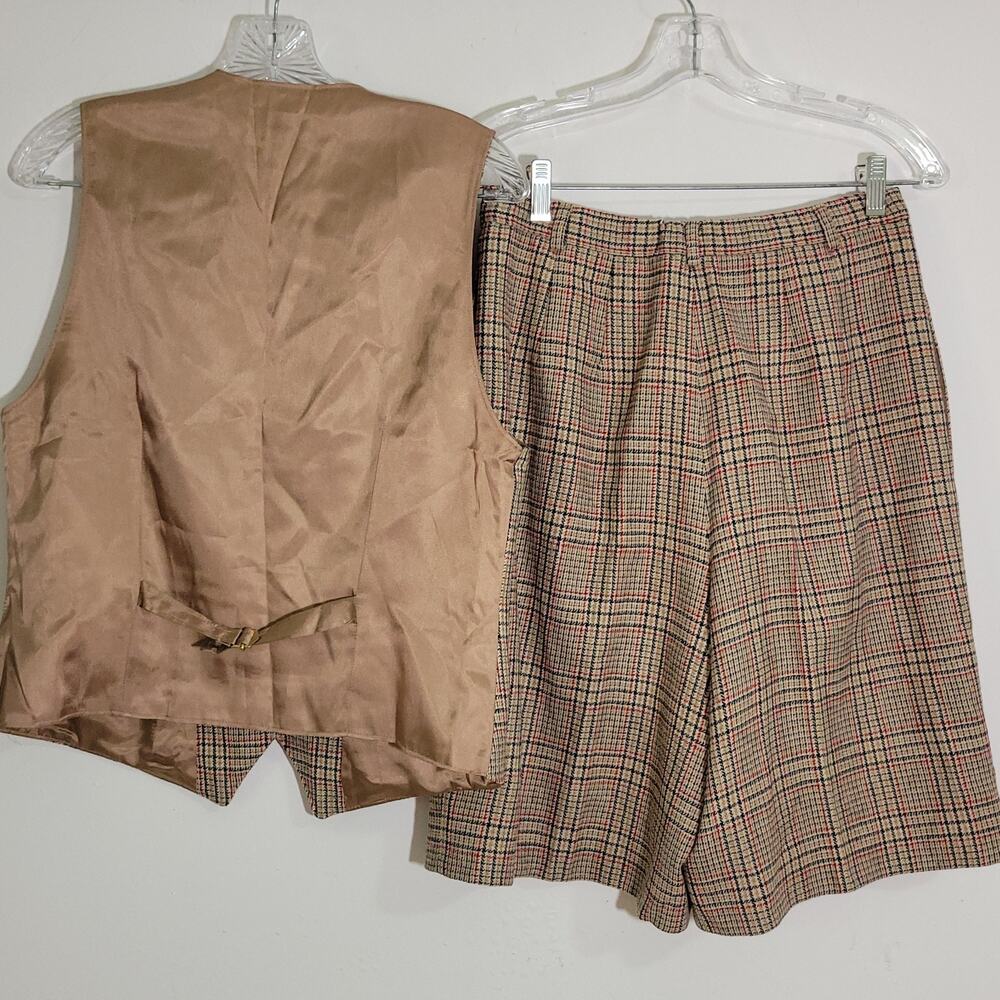 Vintage Pendleton Classic 2 Piece Set Size 10 - Wool Plaid Vest + Pleated Shorts - Picture 4 of 11